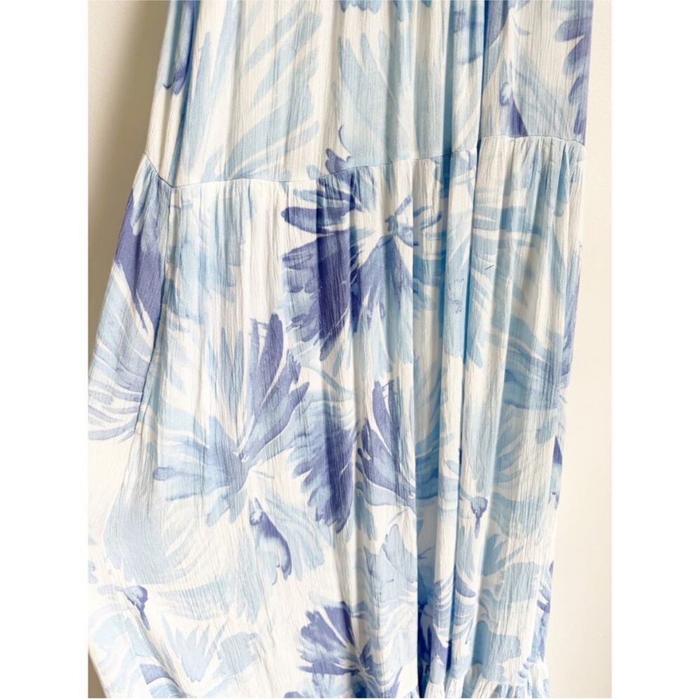Z Supply Watercolor Lido Leaf Blue White Maxi Dress - Medium - Picture 4 of 6